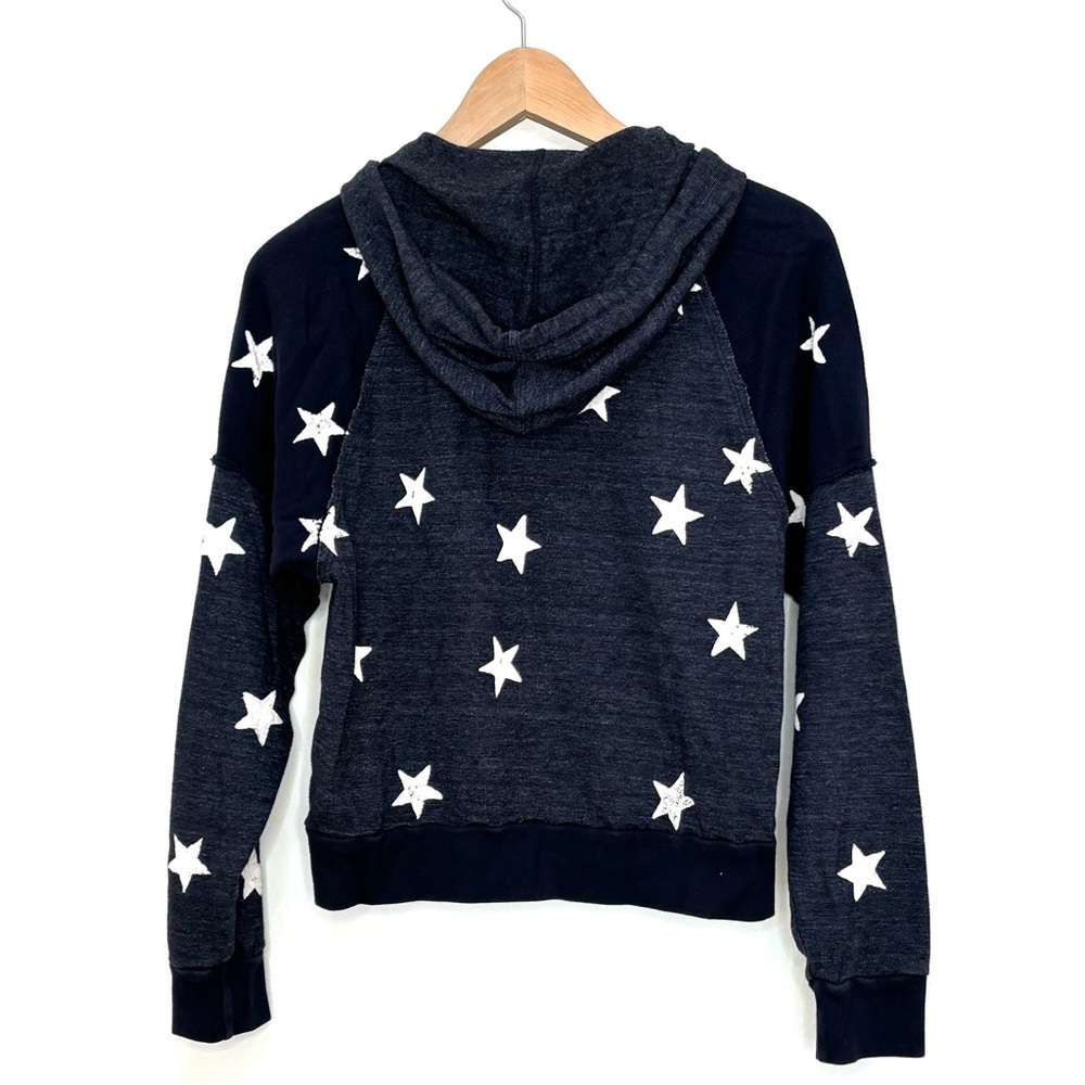 Splendid Star Print Zip Up Hoodie Hooded Sweatshirt Size Small Navy Blue White - Picture 8 of 13